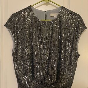 LOFT Silver Sequin Tank Top